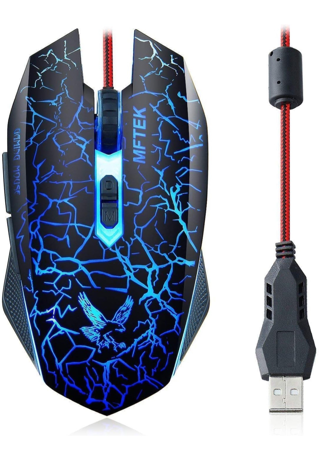 MFTEK 2000 dpi LED Backlit USB Wired Unbreakable ABS Body Gaming Mouse