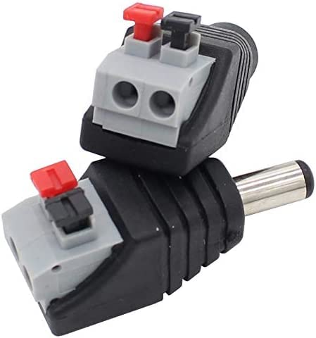 Rajiekart DC Male + Female Quick Connector with push lock wire terminals Set for Light strip controllers, amplifiers and CCTV camera